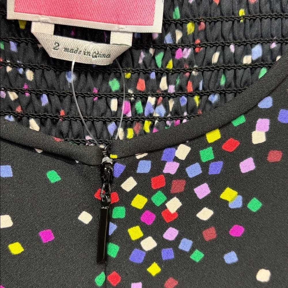 kate spade new york Confetti Pop Dress Size 2 Smocked Ruffle Tiered Colorful